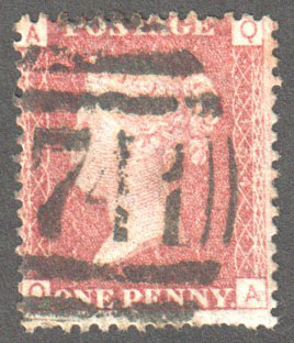 Great Britain Scott 33 Used Plate 184 - QA - Click Image to Close
